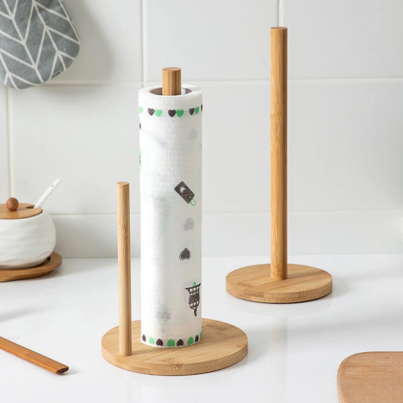 Portarrollos de cocina de madera moderno, soporte vertical para toallas de papel, base para pañuelos de baño, organizador de papel desechable para cocina, 1 unidad