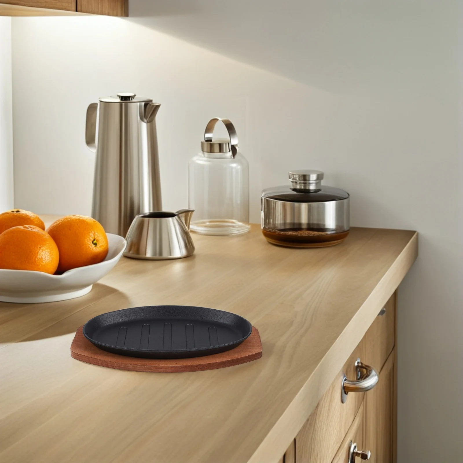 

1Set Cast Iron Grill Pan Ridged Surface Indoor Outdoor Cooking Iron Steak Plate Teppanyaki Fajita Skillet Non Stick Grill