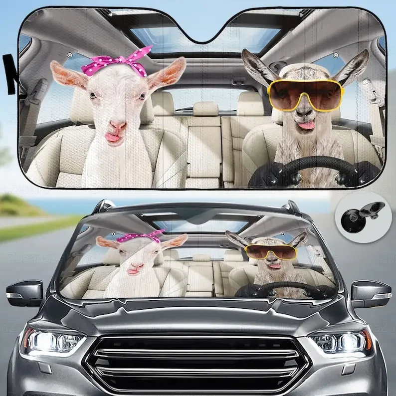 Goat Car Decor, Goat Sunshade, Car Sun Protector, Goat Auto Decor Screen,