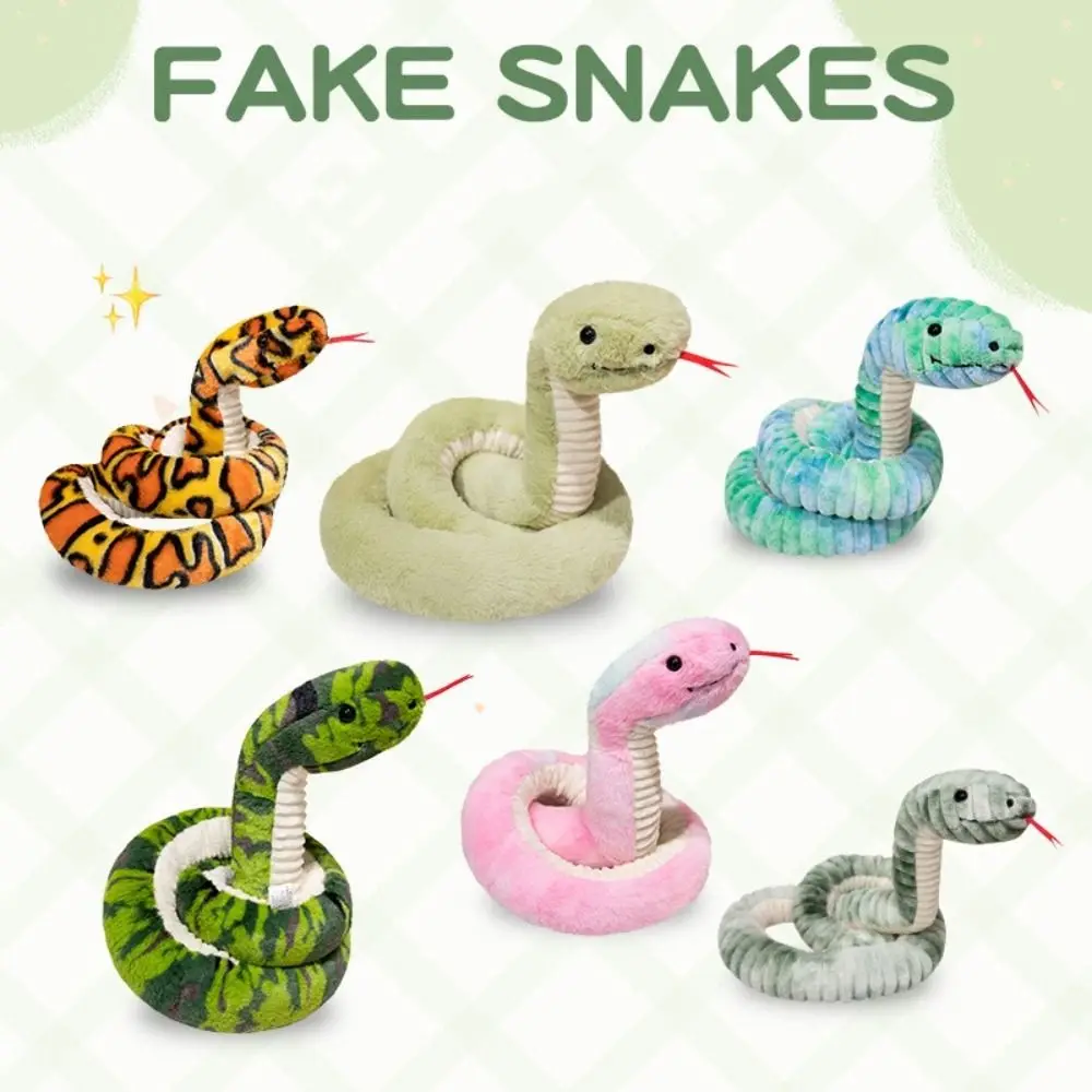 Sleeping Pillow Sticking Tongue Snake Plush Toy Colorful Coiled Boa Plush Doll Long Fluffy Boa Snake Stuffed Toys Children Toy