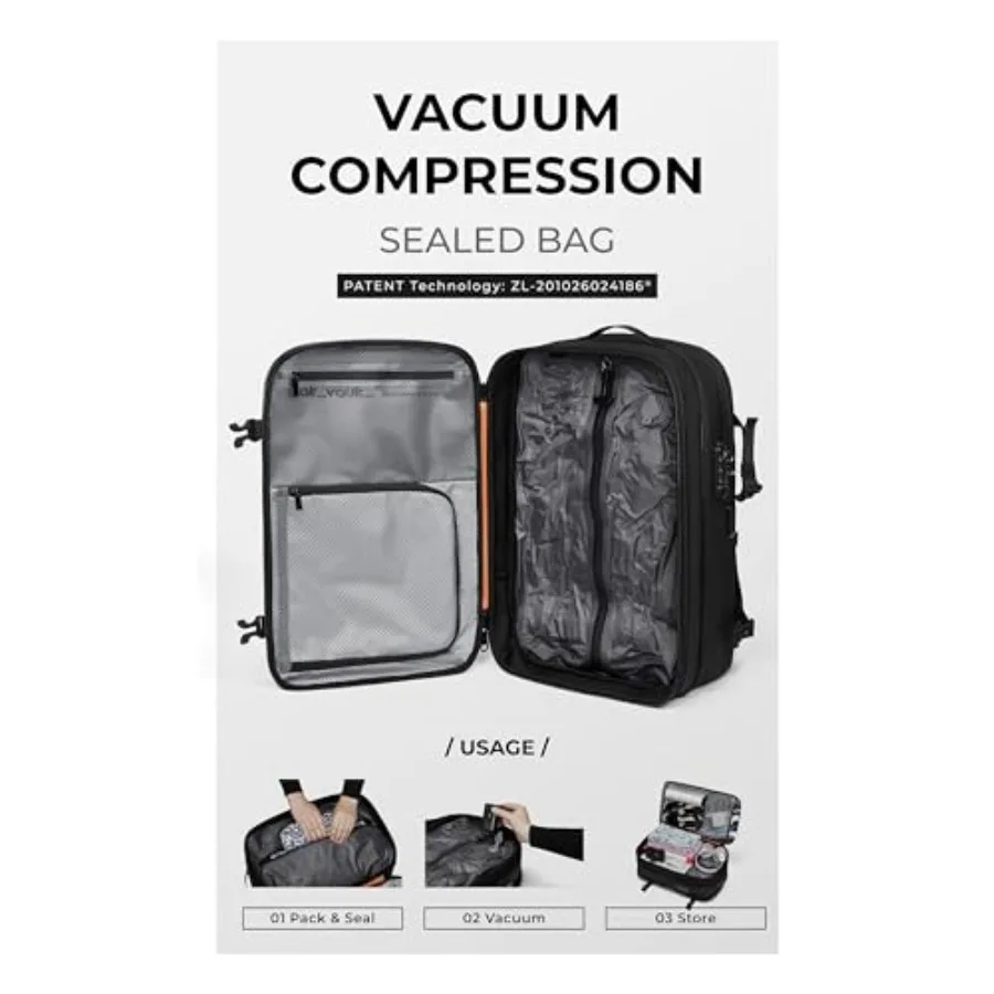 AirVault فراغ ختم حقيبة السفر 60L مع توسيع دوامة ضغط الهواء نظام فراغ مقاومة للماء TSA قفل فراغ P #3