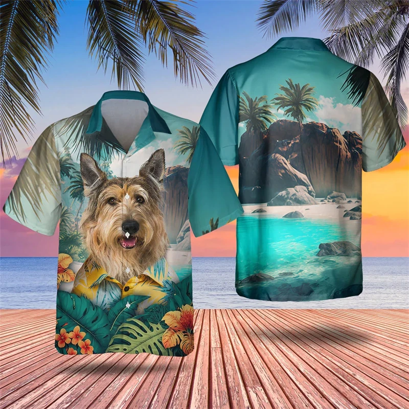 

Fashion Dog 3D Print Hawaiian Shirts Men Summer Animal Pattern Lapel Button Shirt Personality Loose Short Sleeves Tops Blouse