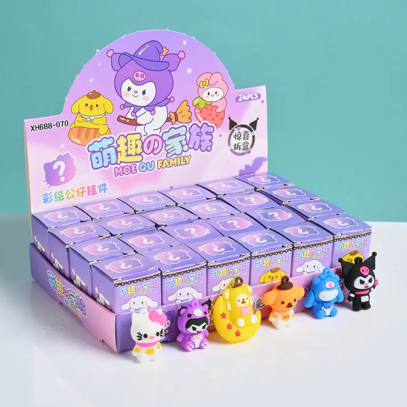 24 pezzi Anime Sanrio Kuromi scatola cieca simpatici personaggi dei cartoni animati sorpresa misteriosa regalo per bambini decorazione portachiavi ornamento giocattolo