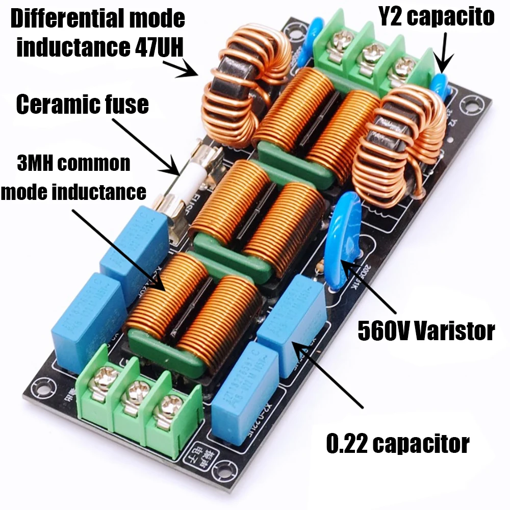 Imagem -04 - Filtro de Interferência Eletromagnética 4a 8a 16a Filtro de Energia Emi ac 110v 220v Amplificador de Áudio Pré-amplificador Eliminar o Purificador de Ruído