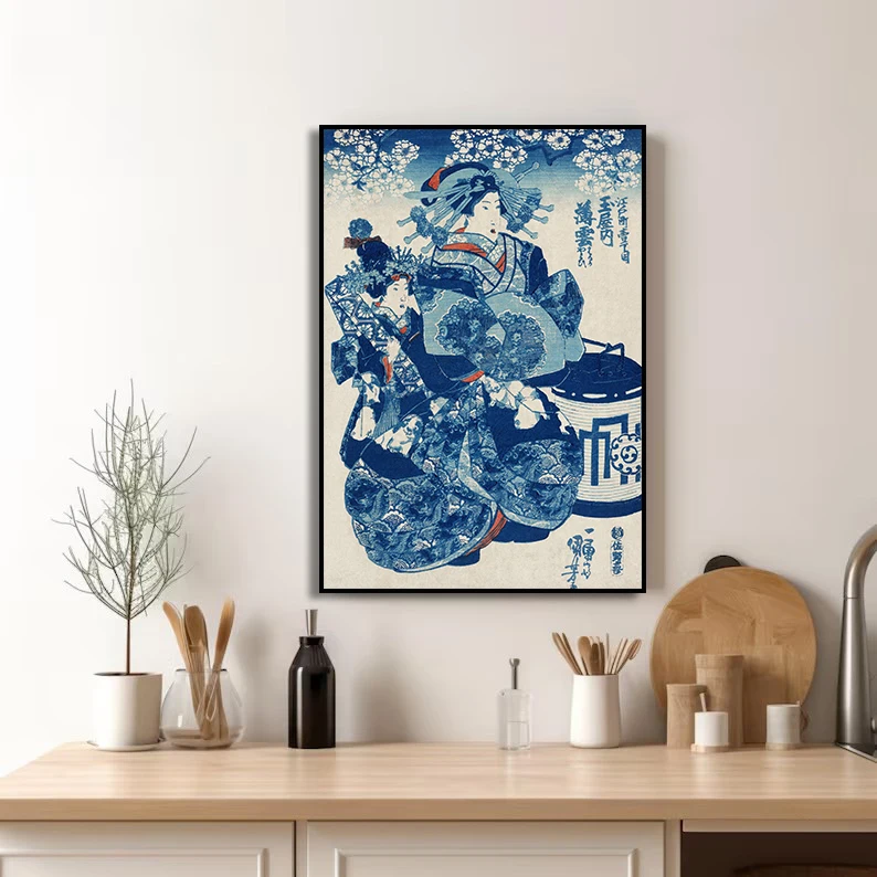 Japanese Antique Geisha Series Poster Print Canvas Art Pictures Home for Living Room and Bedroom Wall Decor Frameless Painting