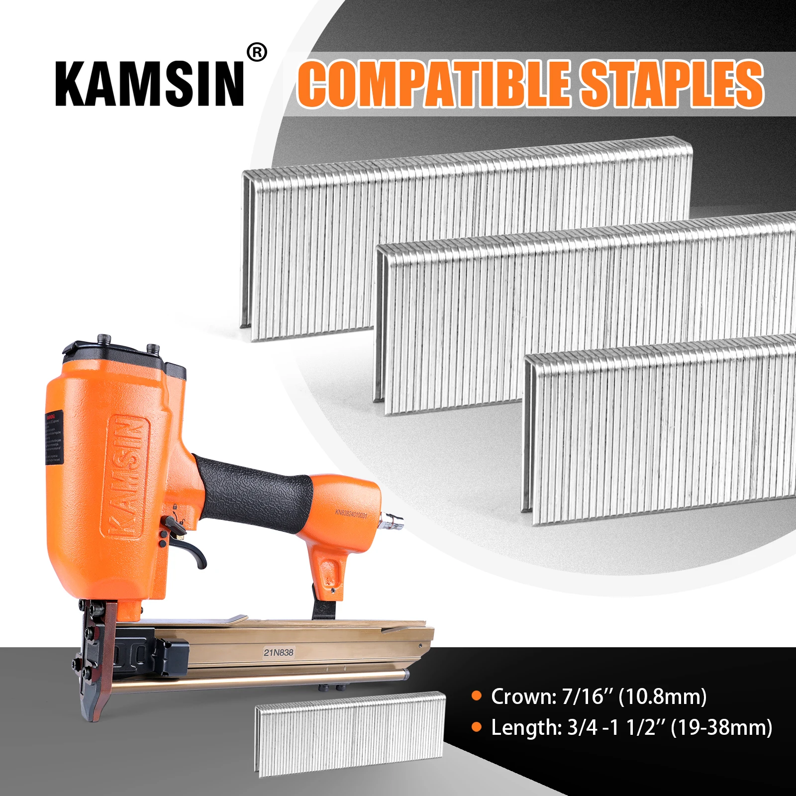 Fotografia 3: KAMSIN N838 Grampeador pneumático industrial de 16 polegadas, adequado para assentos automotivos e fabricação de móveis.