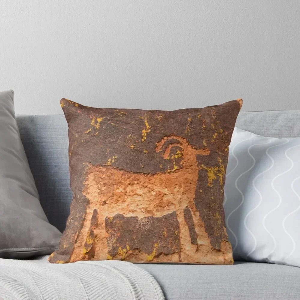 Desert Ram Petroglyph near Moab Throw Pillow pillows decor home sleeping pillows Cushion Covers For Living Room pillow