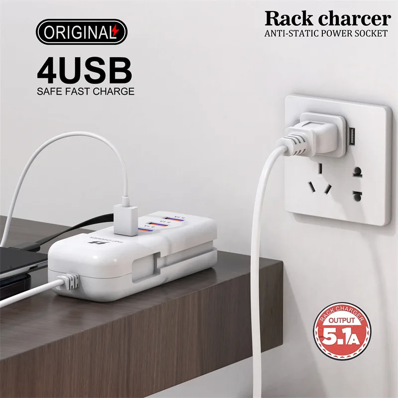 EU US Plug Outlet Power Strip ,Type C USB Hub Charge Electrical Socket ,Desktop Charging Station ,4 IN 1 Surge Protector