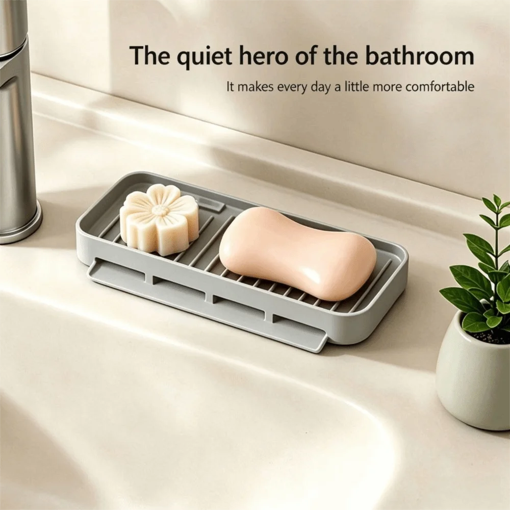Waterproof Soap Rack Space Saving Detachable Tray Bathroom Soap Dish Rust Proof Stable Base Kitchen Storage Holder
