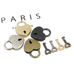 1 Pcs Heart Shape Vintage Metal Mini Padlock Bag Suitcase Luggage Box Key Lock With Key