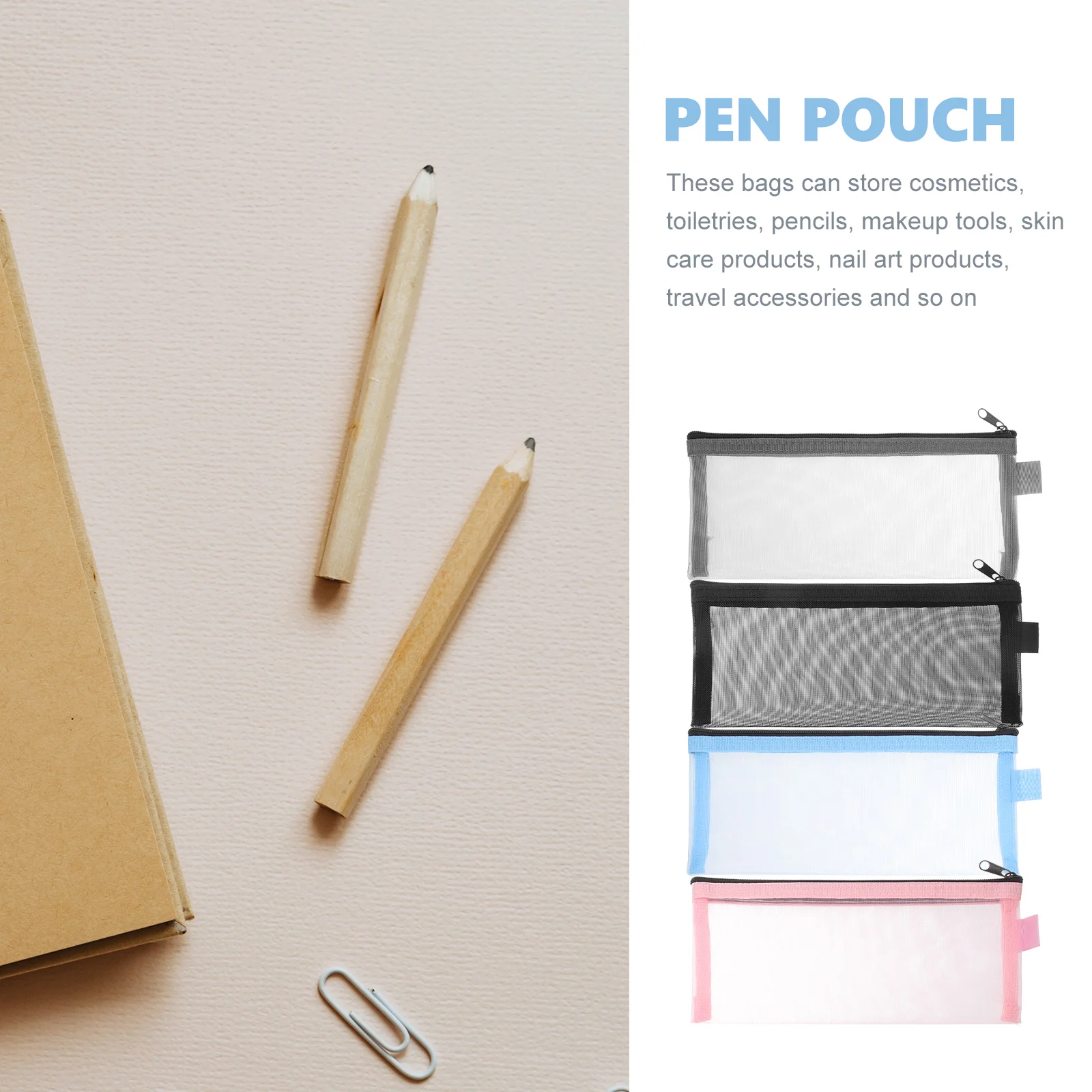 

Wear Resistant Nylon Pencil Case, Multi-Function Storage Bags, Transparent Pen Pouch, Ideal for Students and Kids