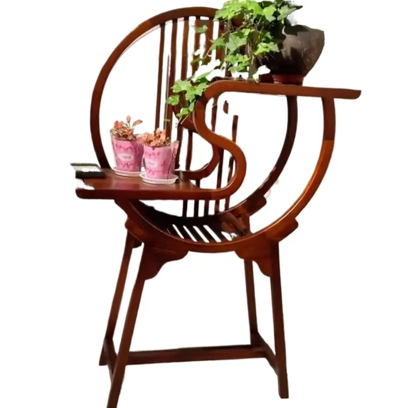 Yjq new Chinese flower stand bonsai end view table solid wood Zen porch storage living room floor corner