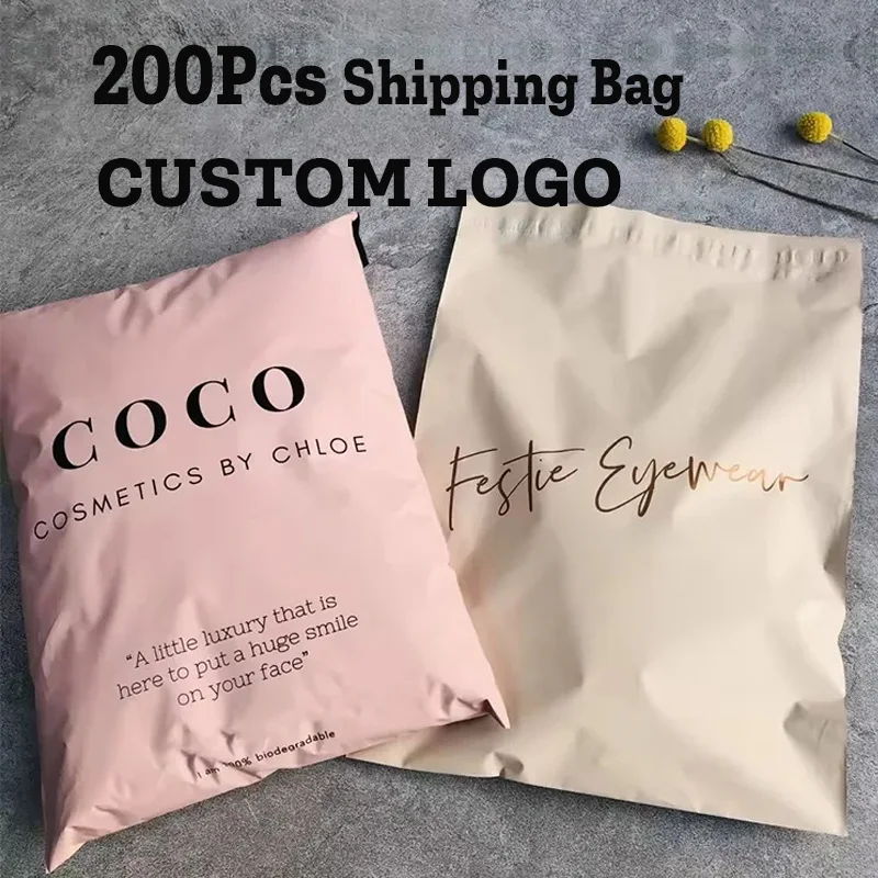

Custom Logo Express Bag Polymailer Bag Poly Packing Poli Mailers Bag 200Pcs Plastic Courier Shipping Bags For Hoodie