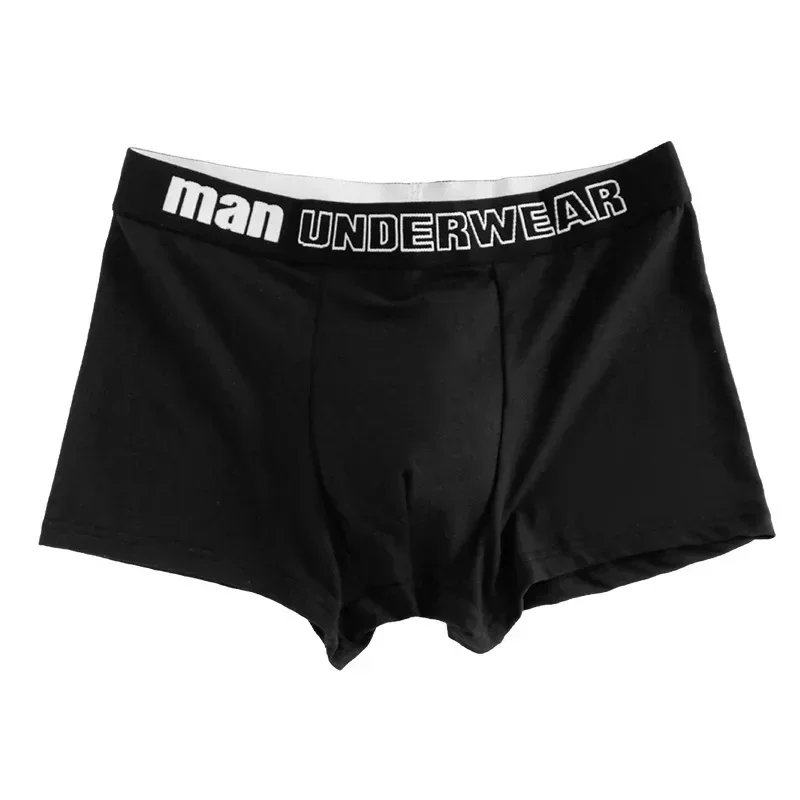 Roupa interior impressa letra masculina, shorts boxer de alta estiramento, respirável, macio, confortável, plus size, moda, 1pc