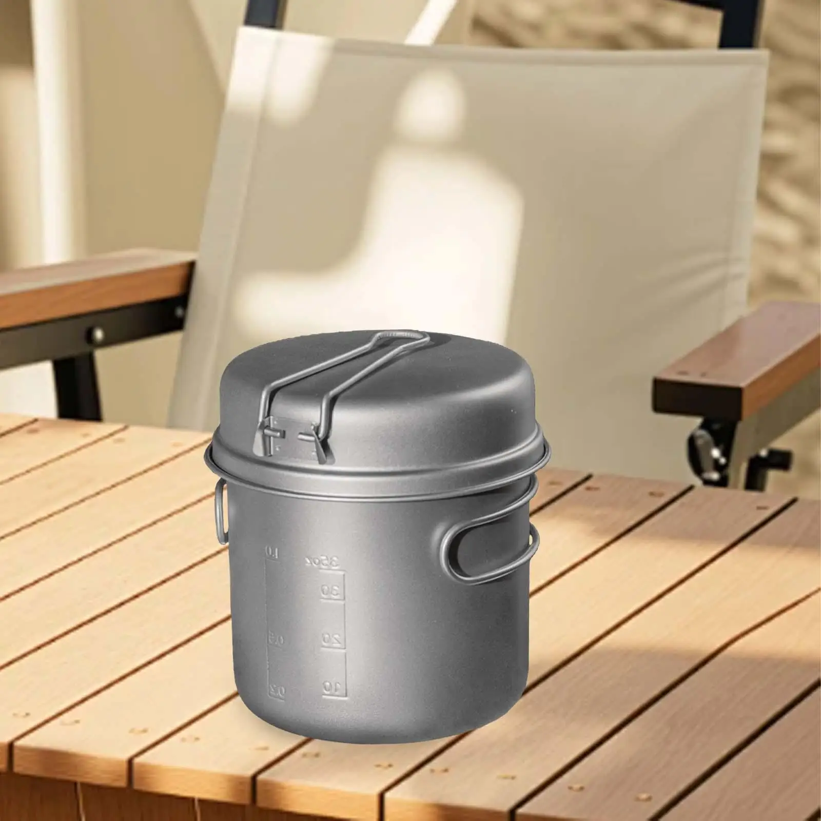 

Camping Titanium Pot with Frying Pan with Folding Handles Hiking Versatile Barbecue Outdoor Cooking Pot Camping Cookware Set