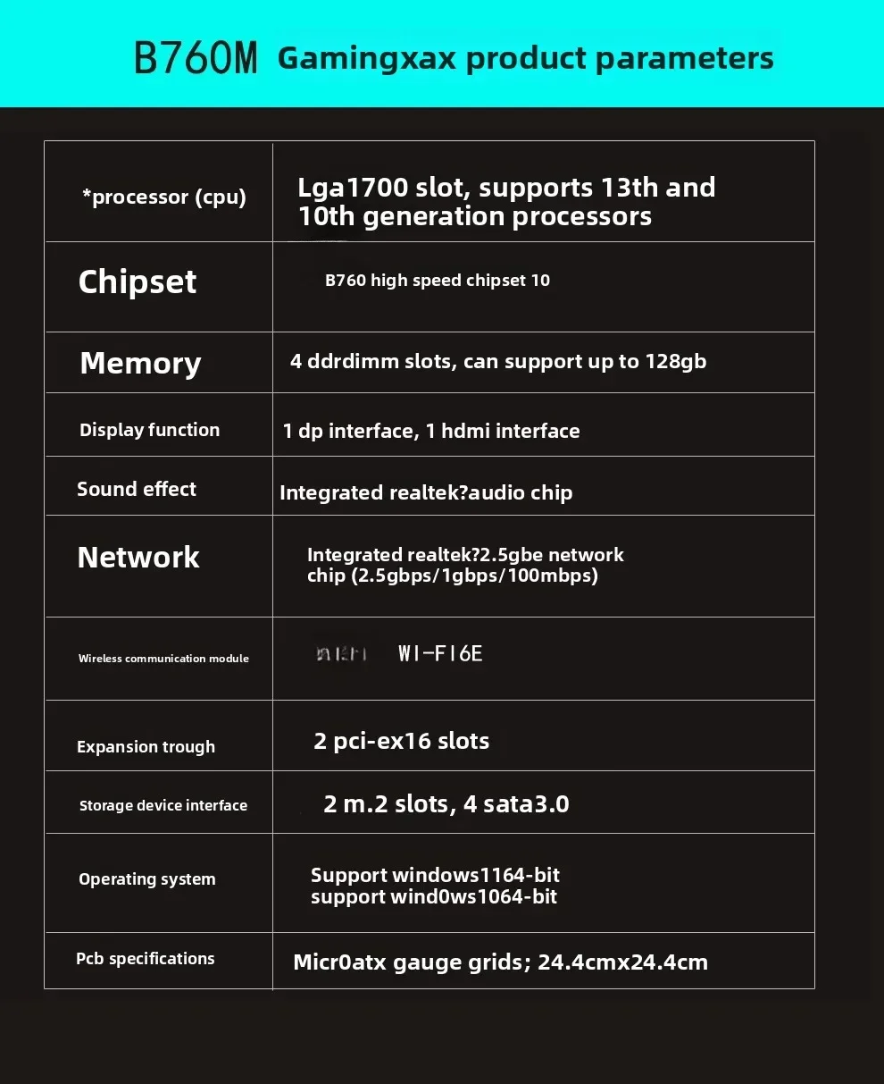 B760M GAMING X AXDDR5 Papan Utama PC Desktop WiFi untuk game, kompatibel dengan CPU generasi 12/13
