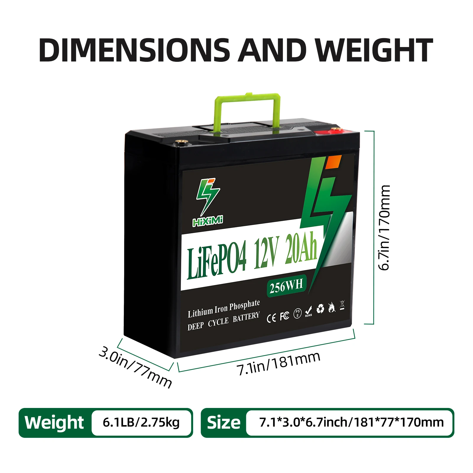 12V 20Ah LiFePO4 Battery 153.6Wh Built-in 20A BMS, 4000+ Cycles Life Lithium Iron phosphate Battery with 5A LiFePO4 Charger