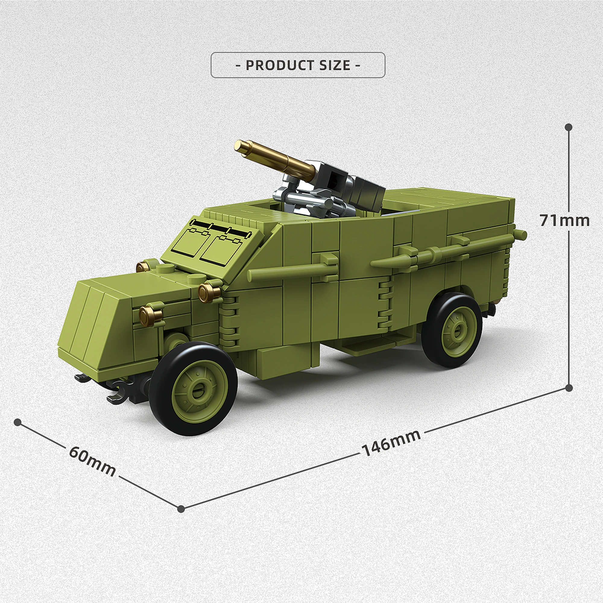 295 Buah Blok Bangunan Truk Lapis Baja Militer Seri Inggris Kendaraan Lapis Baja Anti-pesawat Mainan Bata untuk Hadiah Anak Laki-laki Dewasa