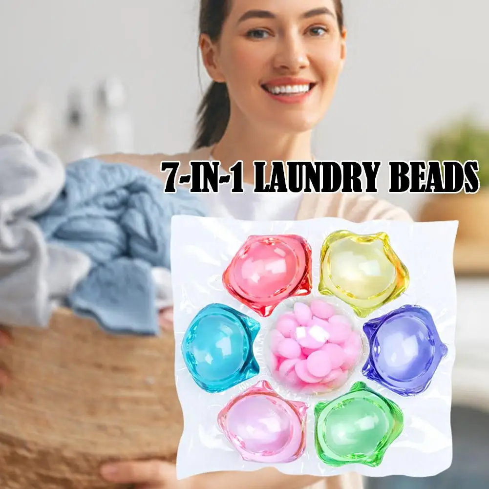 Cuentas de lavandería 7 en 1, cápsula líquida detergente, bola, cuentas de fragancia, difusor de ropa suave, Perfume para lavadora, herramienta V9A8