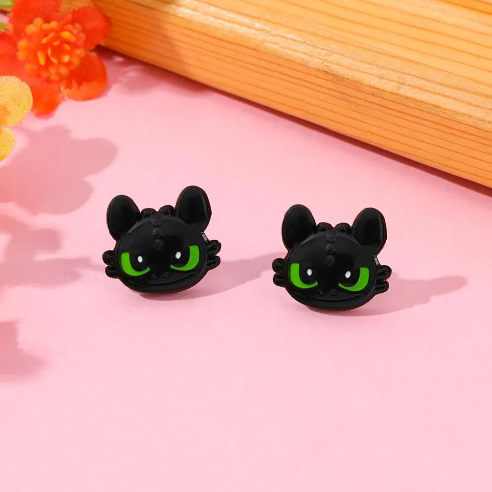 Cartoon Ohnezahn Metall-Emaille Ohrstecker Anime Niedliche Charakter-Ohrringe Schmuck Geschenk für Mädchen Urlaubs-Accessoire – Detail 5