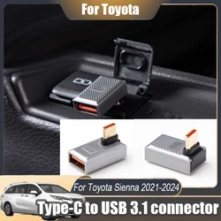 For Toyota Sienna 2021 2022 2023 2024 Type-C to USB 3.1 connector Car charging converter Charging line converter Modification
