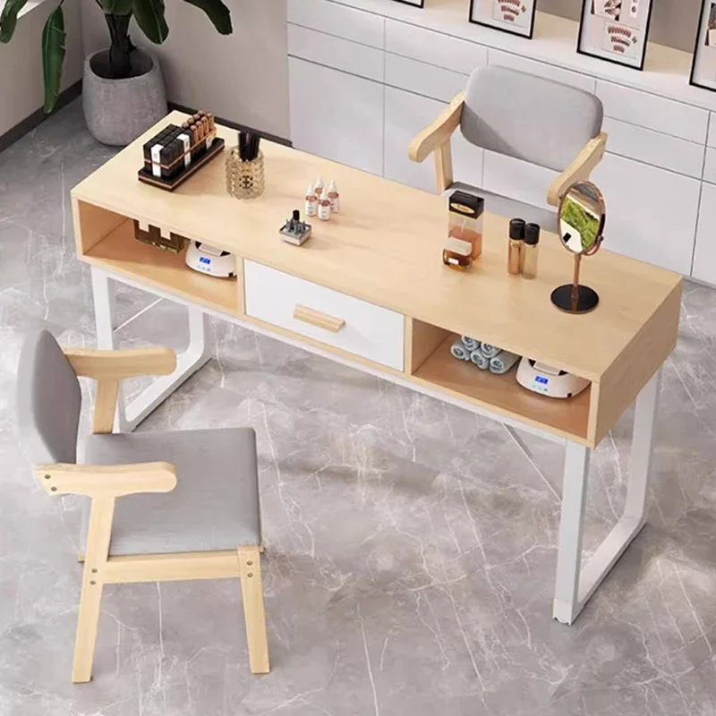 طاولة أظافر بتصميم فرنسي مع مساحة تخزين احترافية وبسيطة وحديثة لمكتب الأظافر طاولة ريفية للتجميل أثاث صالون De Manucure