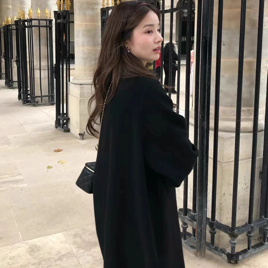 

Женское пальто в стиле ретро, новинка зимы, корейский стиль, на одной пуговице, с длинными рукавами, шерстяное, для повседневной носки