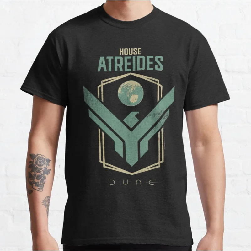 

House Atreides Symbol Retro scifi Dune Sand sandworm Gift t shirt for man Large size Tops 100% cotton printed Clothes S-6XL