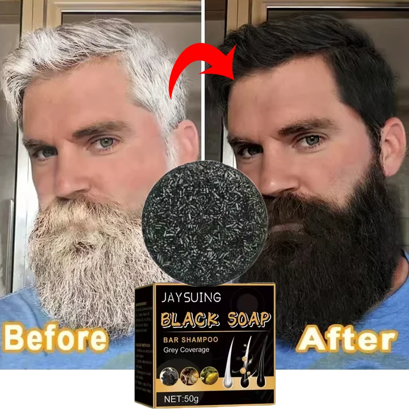 White Hair Darkening Shampoo Soap Restore Gray Beard and Hair Natural Color Soap Gray White To Black Dye Hair Fixing Shampoo 50g