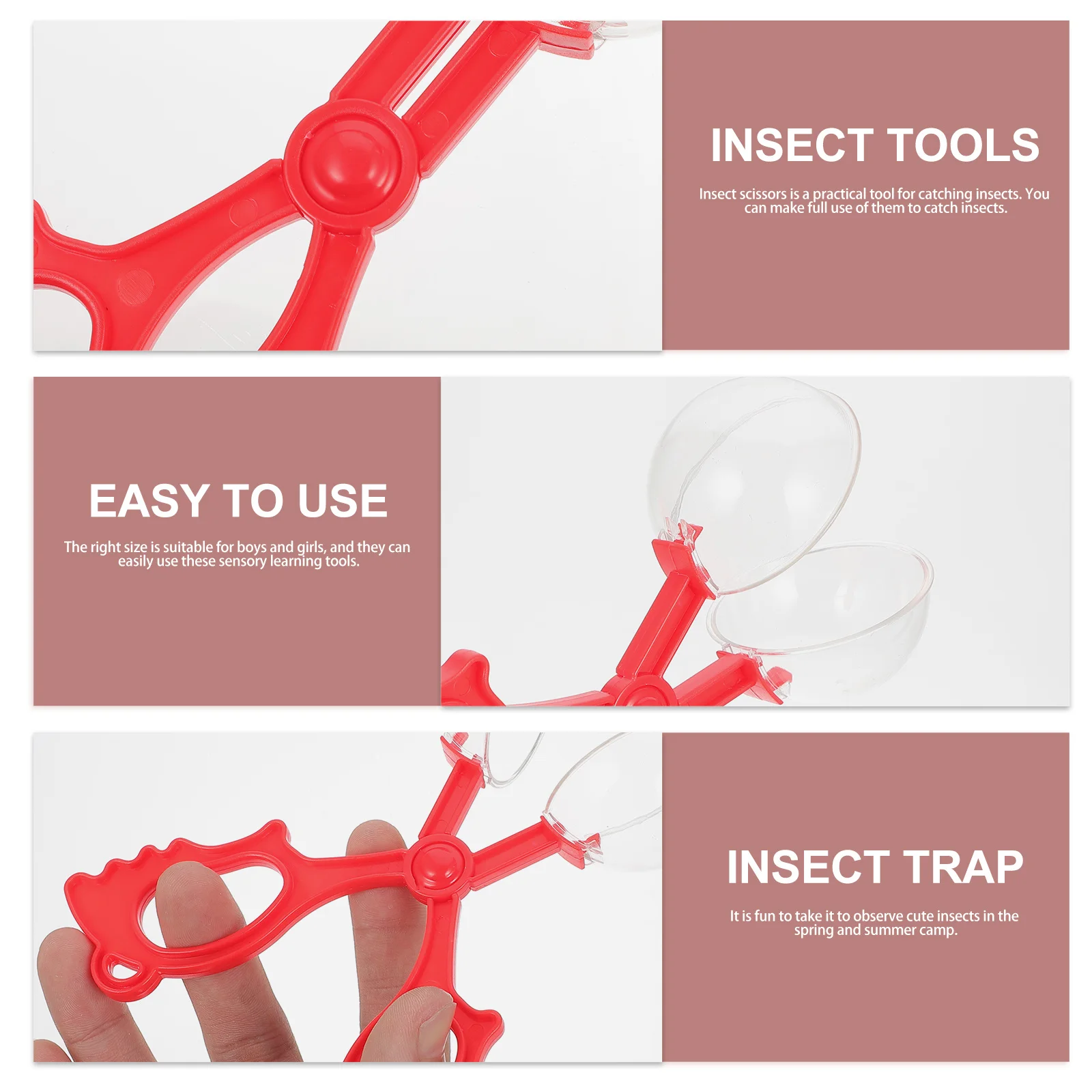 7Pcs Kids Handy Plastic Insect Scissors Clips Catcher Tools Outdoor Exploring Kit Bug Collection Handy Scissors Clips
