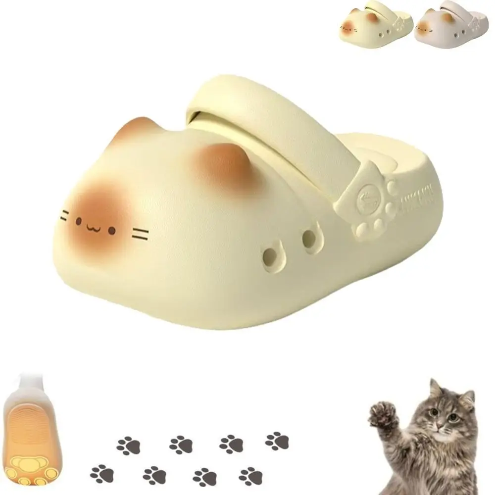 Adorable Waterproof Cat Slippers Bottom Cat Paw Closed Toe Cat Paw Slippers Anti Slip Soft Bottom Small Cat Mules Outdoor Indoor