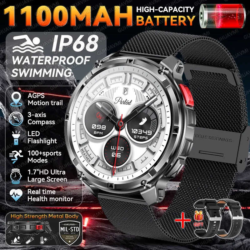 2026 Nieuwe T-Rex3 Ultra 1100 mAh Super Capaciteit Batterij Volwassen Mannen Smart Horloge 1.7 "Groot Scherm Oproep 5ATM Waterdichte Sport Horloges