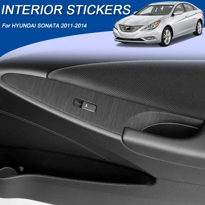 

Car Carbon Black Interior Sticker For Hyundai SONATA 2011-2014 LHD Lifting Window Panel Decal Gear Door Protective Film Accessor