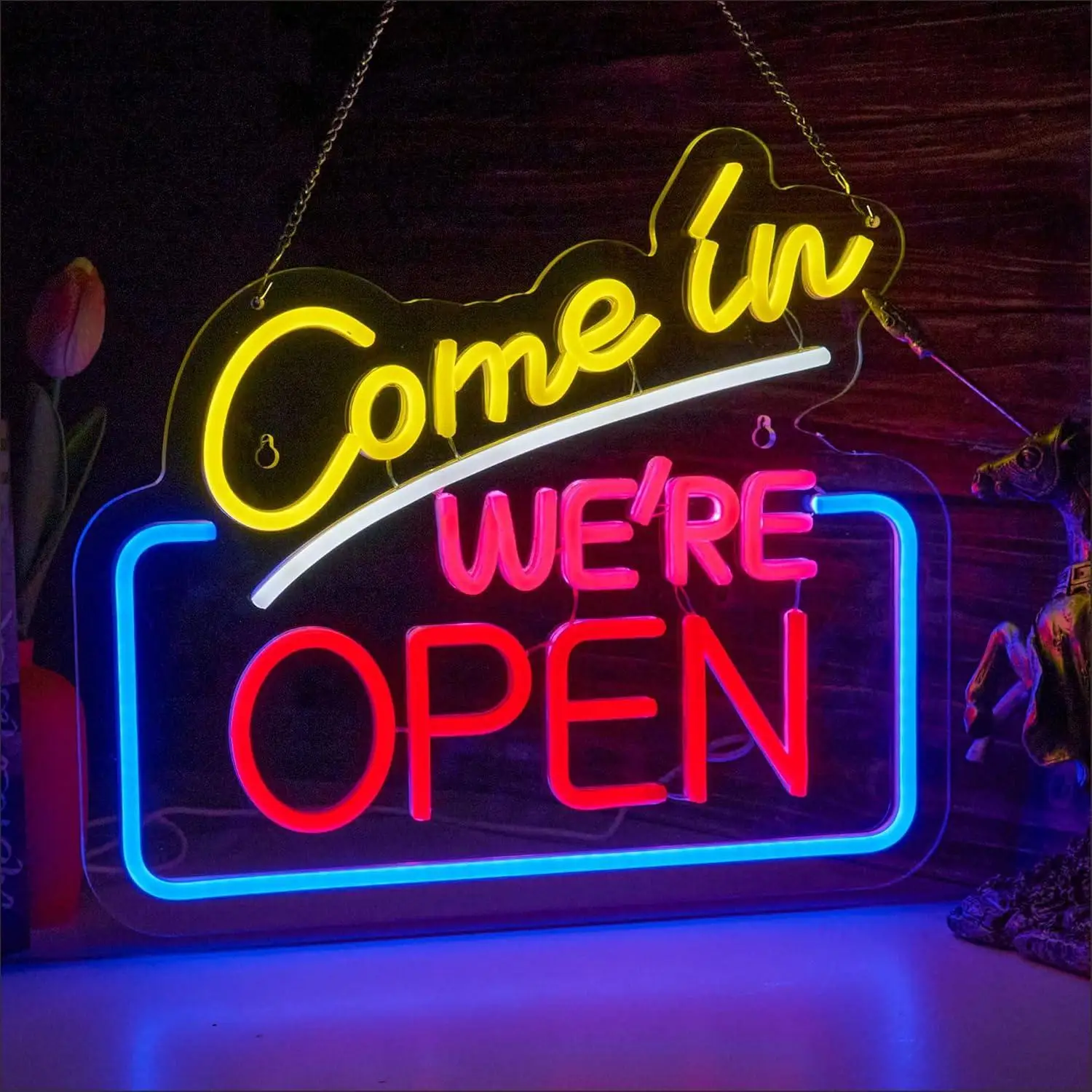 Come In We're Open Neon Sign for Wall Decor LED Neon Signs for Café Business Walls Window Shop Bar Hotel Restaurant Retail Store