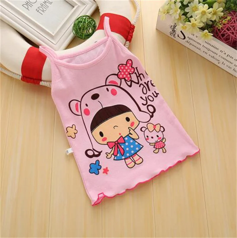 2022 Summer Girls Boys top t-shirt senza maniche 100% cotone gilet bambini Cartoon Car Print Underwear Baby Bottom abbigliamento per bambini