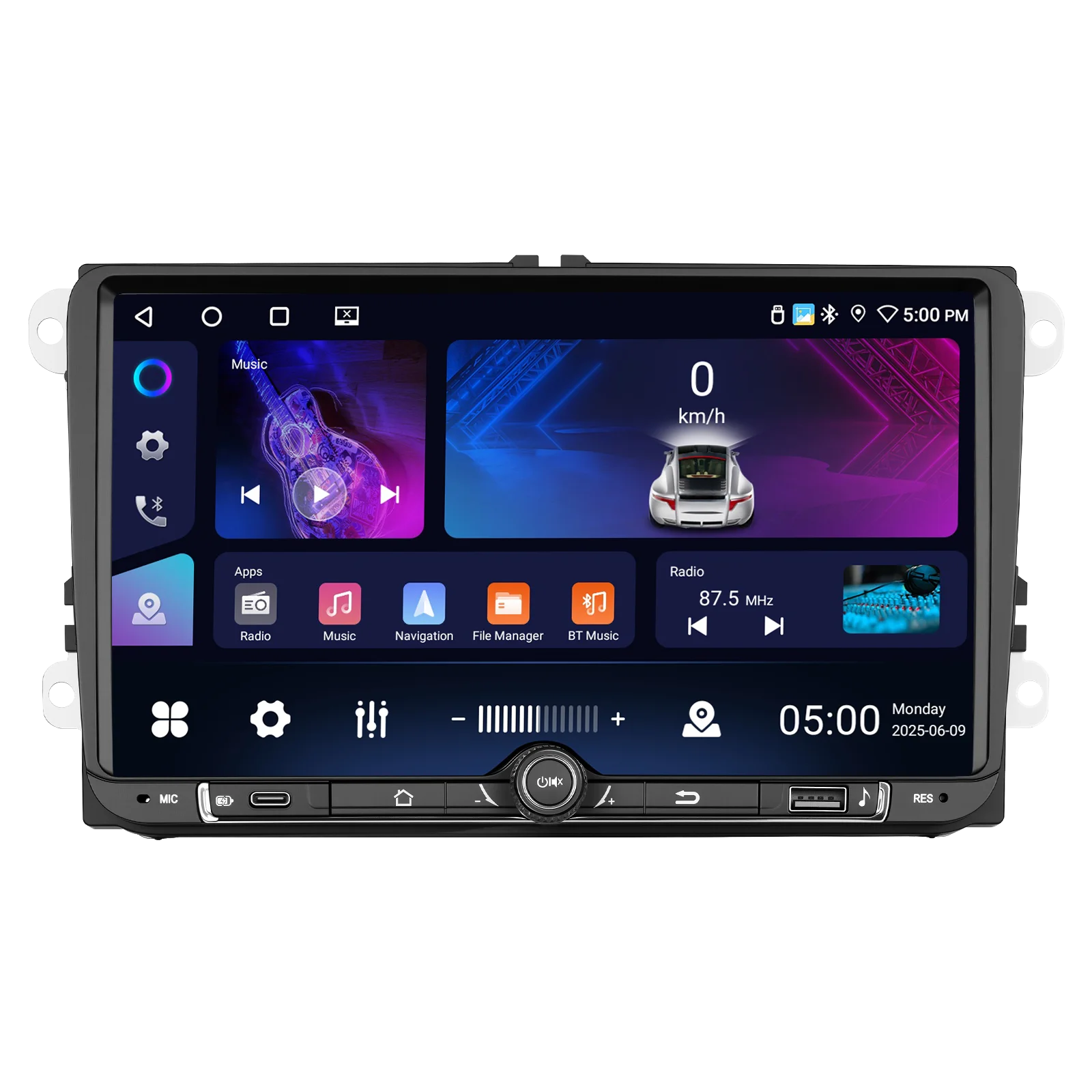 Podofo 9-Zoll 4GB 64GB Autoradio mit Wireless Carplay Android Auto Smart Car Systeme GPS-Navigation MirrorLink BT Headunit für VW