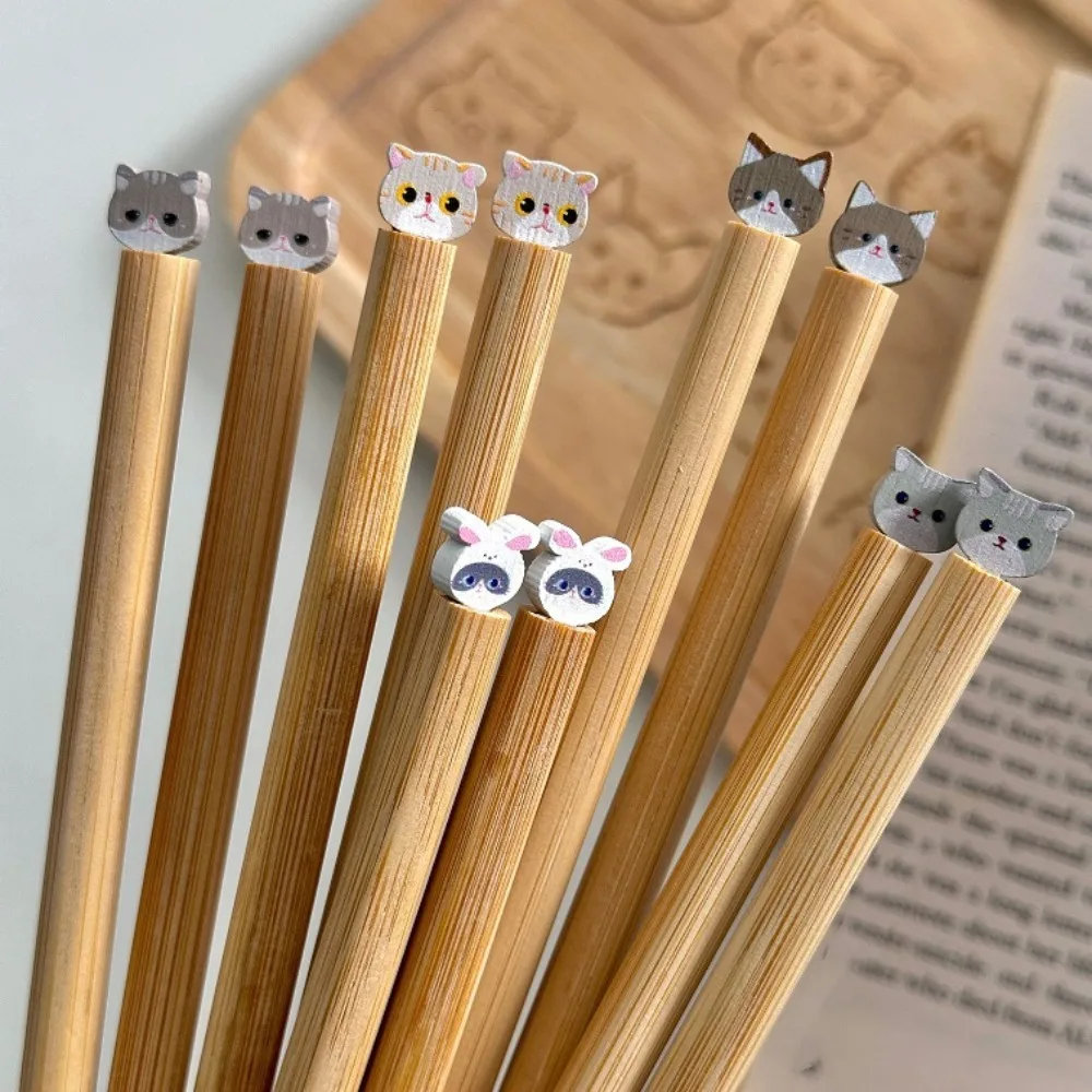 Cartoon Dog Cat Long Chopstick Wooden Animal Noodle Chopsticks Tableware Anti-slip Hot Pot Use Chopsticks Cooking Tools