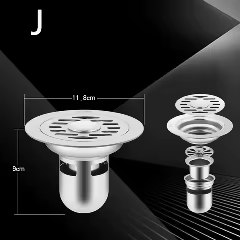 With Grid Grate Cover Shower Floor Drain Backflow Preventer Round Dual-purpose Floor Drain Dectable Anti-odor Drain Filter