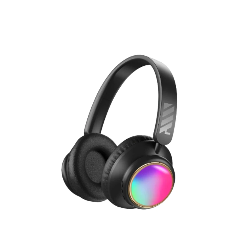 Som surround de alta fidelidade sem fio bluetooth ultra longa vida útil da bateria cabeça montada com cancelamento de ruído fones de ouvido luz colorida rgb
