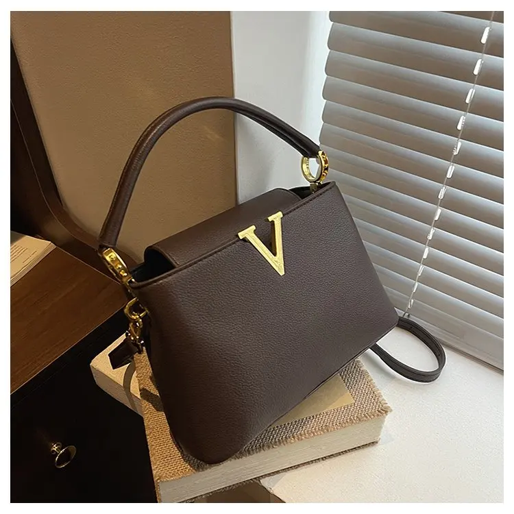 

Женская винтажная стеганая сумка через плечо из нержавеющей стали 20266, многосторонняя сумка через плечо из мягкой кожи, большая вместительная сумка для повседневных свиданий