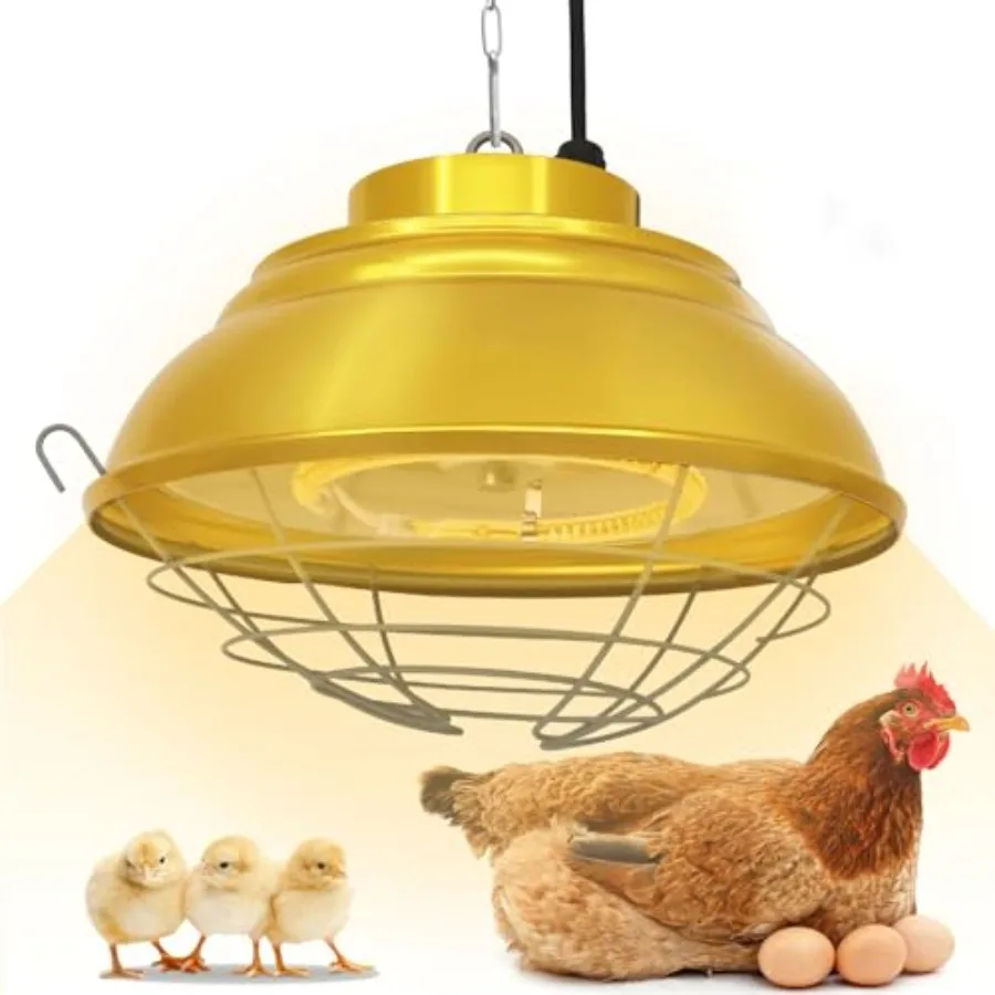 

Chicken Coop Heater with Carbon Fiber Bulb 600W Heat Lamp for Chickens Brooder Chicken Heater Lamp with Adjustable 2-Mode Tempe