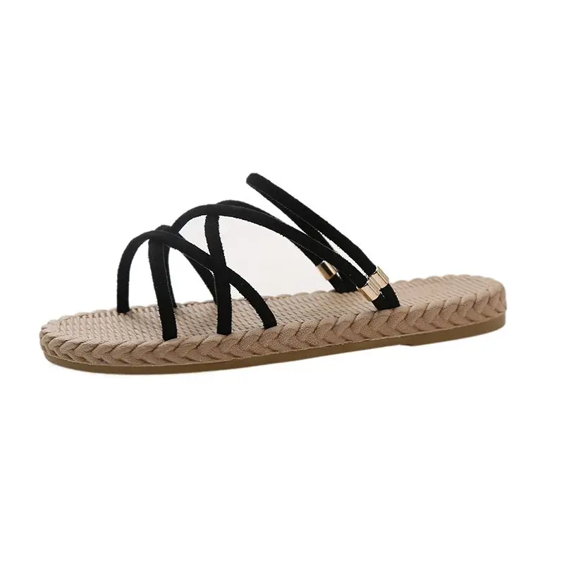 

Women's Strappy Flat Sandals Bohemian Woven Sole Summer Beach Shoes Non-Slip Casual Flip Flops