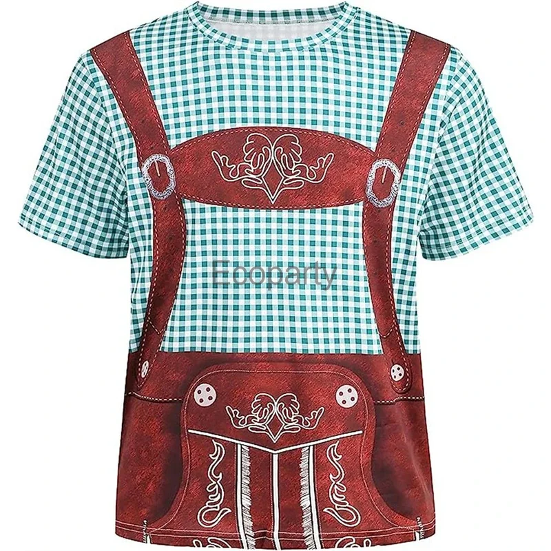 T-shirt imprimé en 3D bavarois pour hommes et enfants, bière adulte, manches courtes de paupières, costume décontracté Oktoberfest, festival, streetwear, été