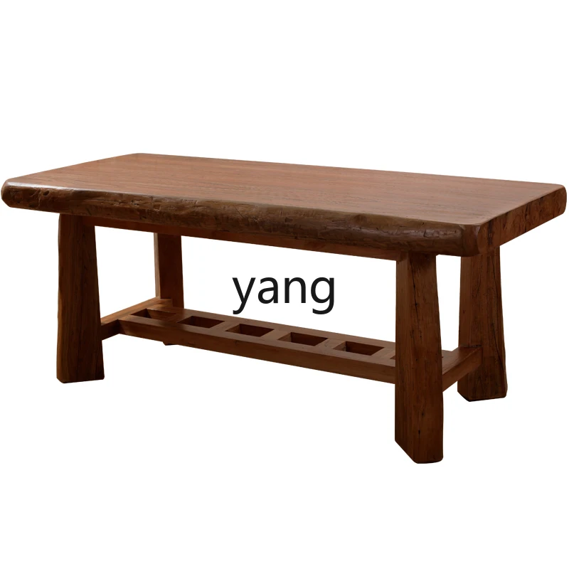 

LH old elm dining table full solid wood tea table simple pastoral multi-functional square table