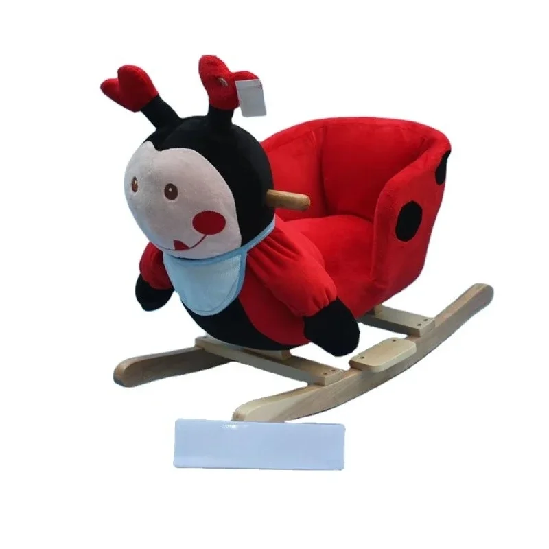Yellow plush riding toy animal insect rocking red deer children's rocker