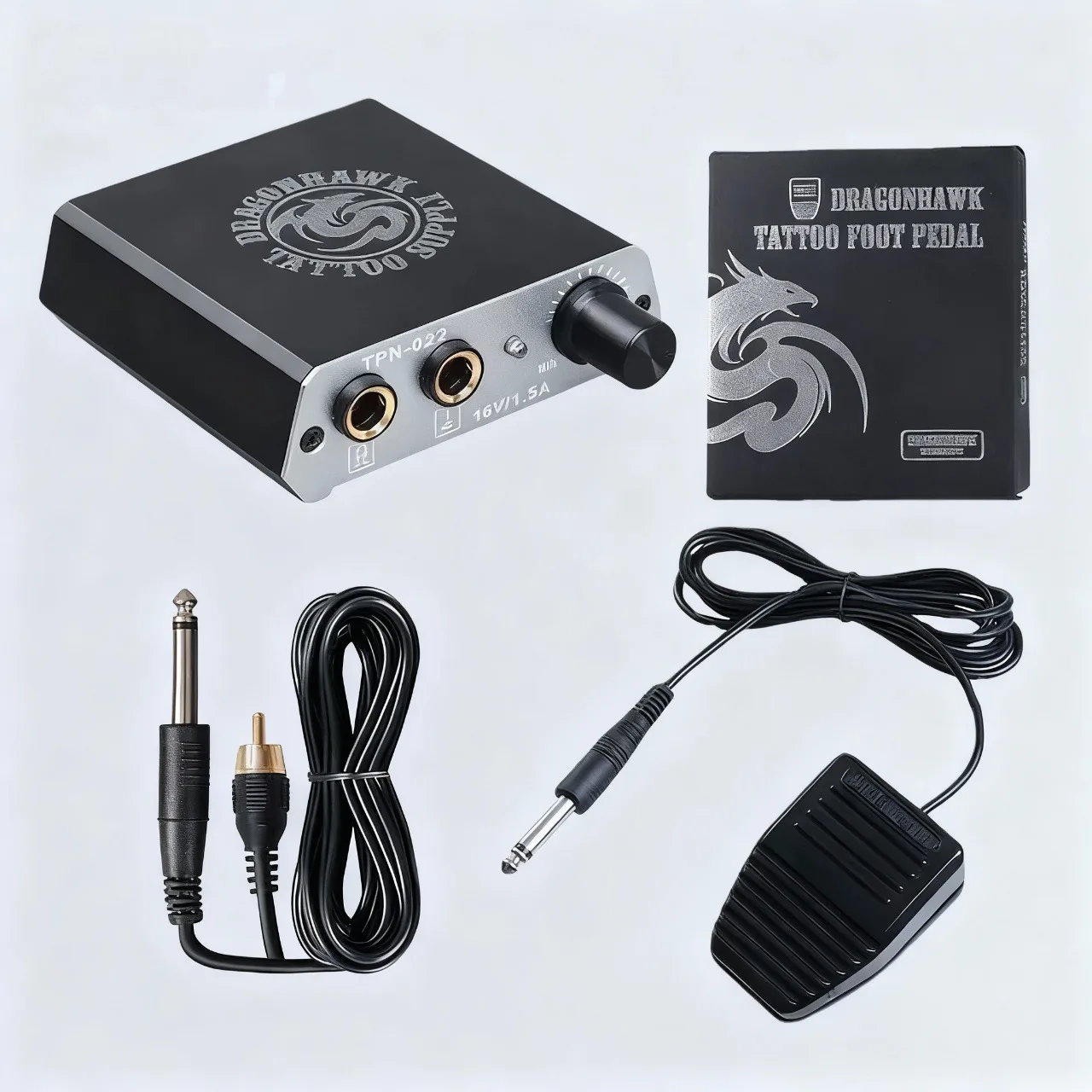 

MAST Dragonhawk Tattoo Machine Power Supply Set Adjustable Voltage with Foot Pedal and RCA Cable Tattoo Accessories