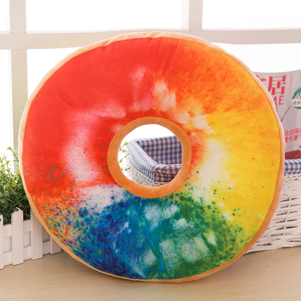 

Donut Pillow Cozy Seat Back Cushion Doughnut Shape PP Cotton Filled Throw Pillow 40Cm Multicolor Home Office Car Decor