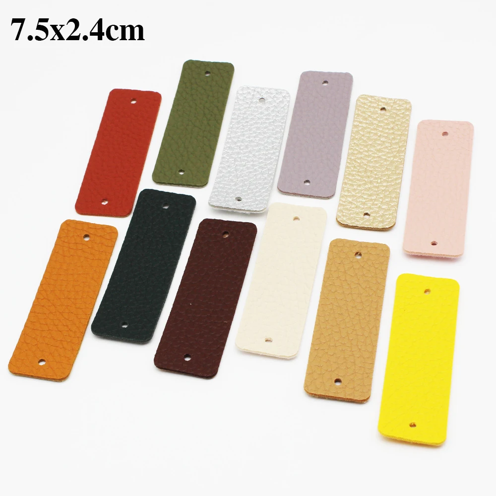 7.5x2.4cmHandmade Leather Logo Label Blank Letterable Perforated Design Pattern Name Sticker Sewn Label for Clothing Accessories
