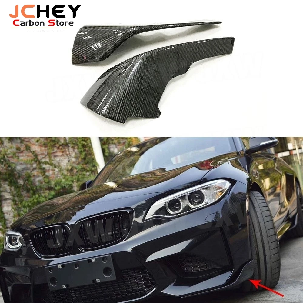 

JCHEY Carbon Fiber Car Front Bumper Side Cover Splitter For BMW F87 M2 2016-2021 FRP Air Vent Spoiler Corner Guard Canards Trim