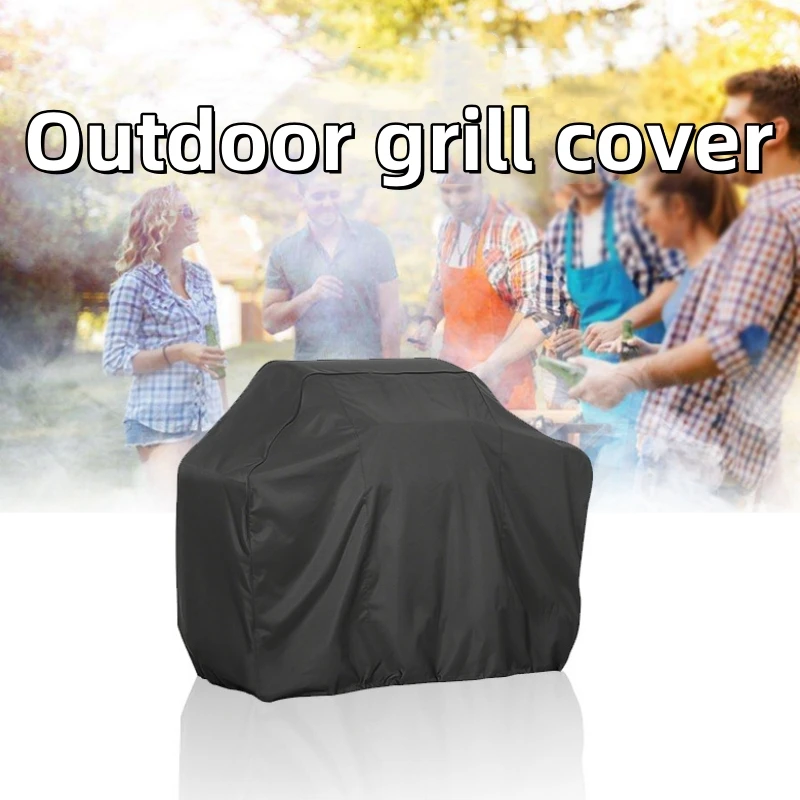 BBQ Cover Outdoor Dust Waterproof Heavy Duty Grill Cover Rain Protective Outdoor Barbecue Cover Round